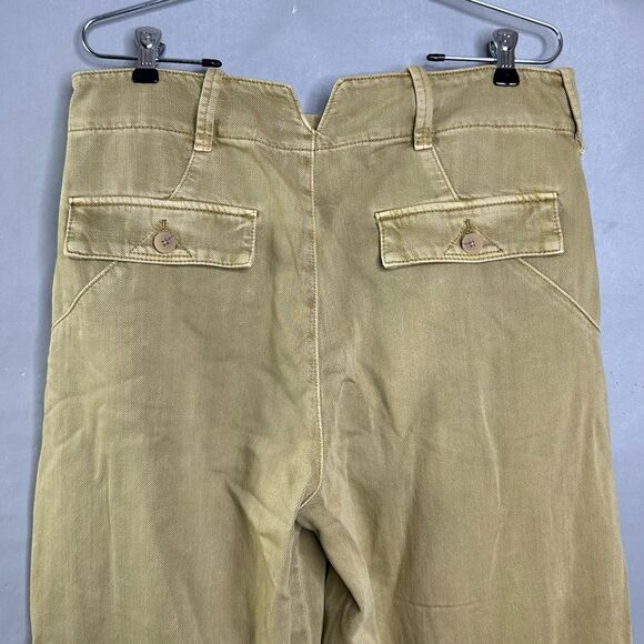 Anthropologie Pilcro Tapered Crop Chino Pants Tan Denim Jeans - Button Fly - Picture 7 of 12